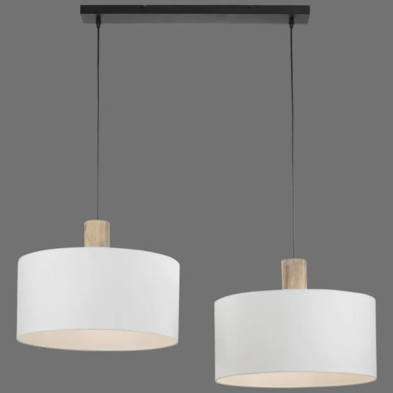 Suspension Leuchten-Direkt LINEN Écru, Noir, 2 lumières
