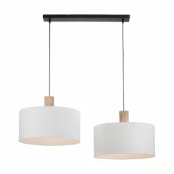 Suspension Leuchten-Direkt LINEN Écru, Noir, 2 lumières