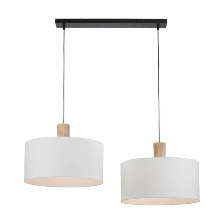 Suspension Leuchten-Direkt LINEN Écru, Noir, 2 lumières
