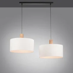 Suspension Leuchten-Direkt LINEN Écru, Noir, 2 lumières