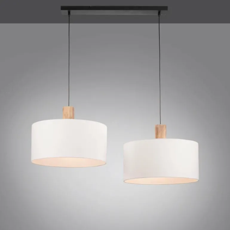 Suspension Leuchten-Direkt LINEN Écru, Noir, 2 lumières