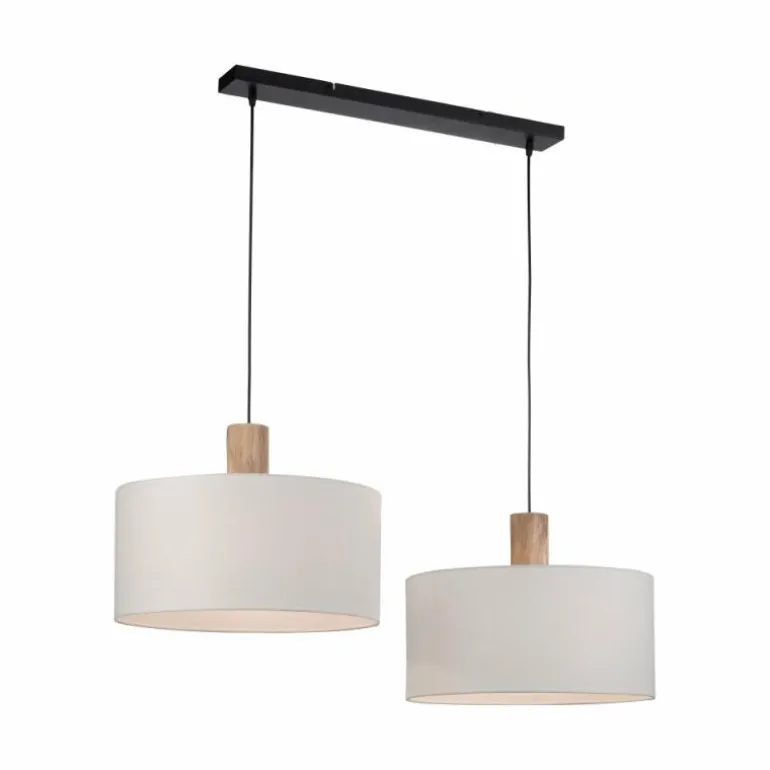 Suspension Leuchten-Direkt LINEN Écru, Noir, 2 lumières