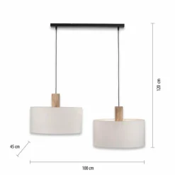 Suspension Leuchten-Direkt LINEN Écru, Noir, 2 lumières