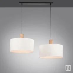 Suspension Leuchten-Direkt LINEN Écru, Noir, 2 lumières