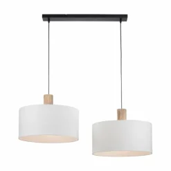 Suspension Leuchten-Direkt LINEN Écru, Noir, 2 lumières