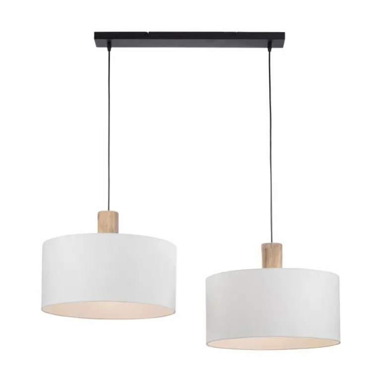 Suspension Leuchten-Direkt LINEN Écru, Noir, 2 lumières