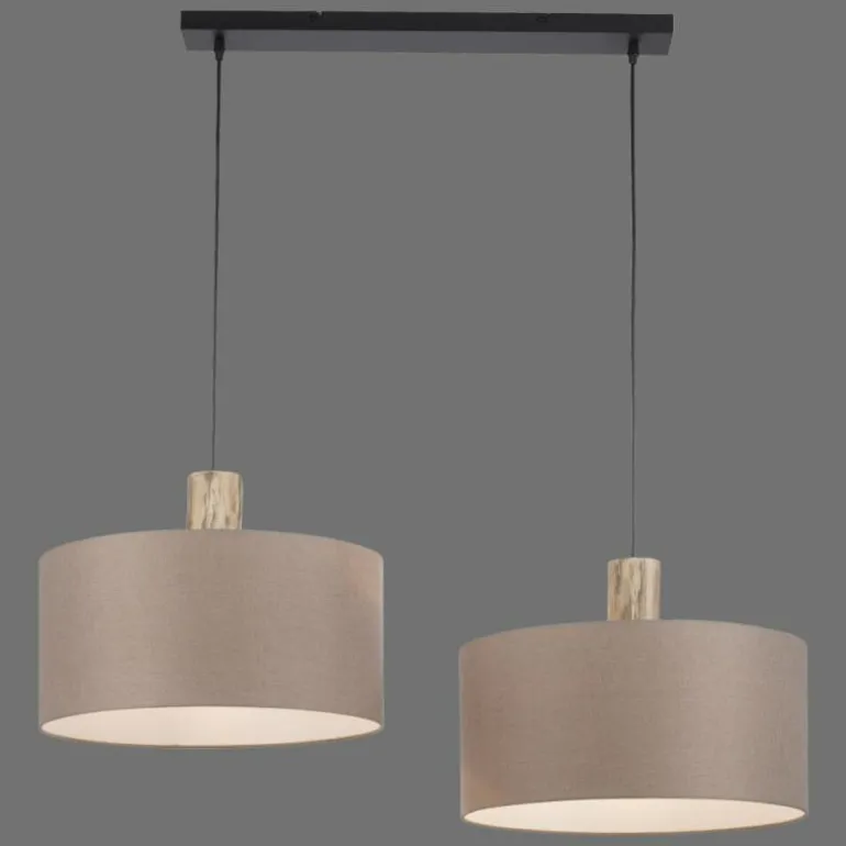 Suspension Leuchten-Direkt LINEN Écru, Noir, 2 lumières
