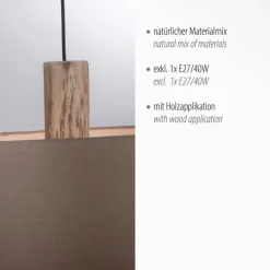 Suspension Leuchten-Direkt LINEN Écru, Noir, 2 lumières