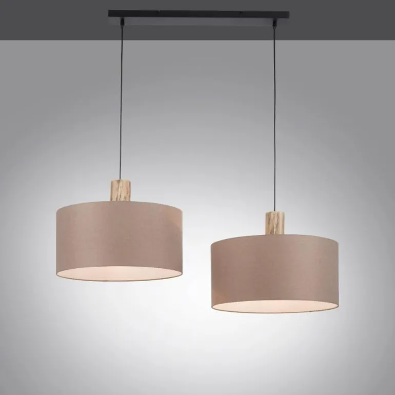 Suspension Leuchten-Direkt LINEN Écru, Noir, 2 lumières