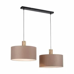 Suspension Leuchten-Direkt LINEN Écru, Noir, 2 lumières