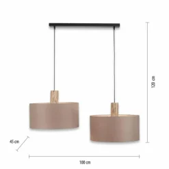 Suspension Leuchten-Direkt LINEN Écru, Noir, 2 lumières