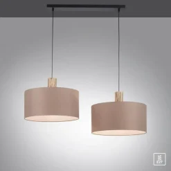 Suspension Leuchten-Direkt LINEN Écru, Noir, 2 lumières