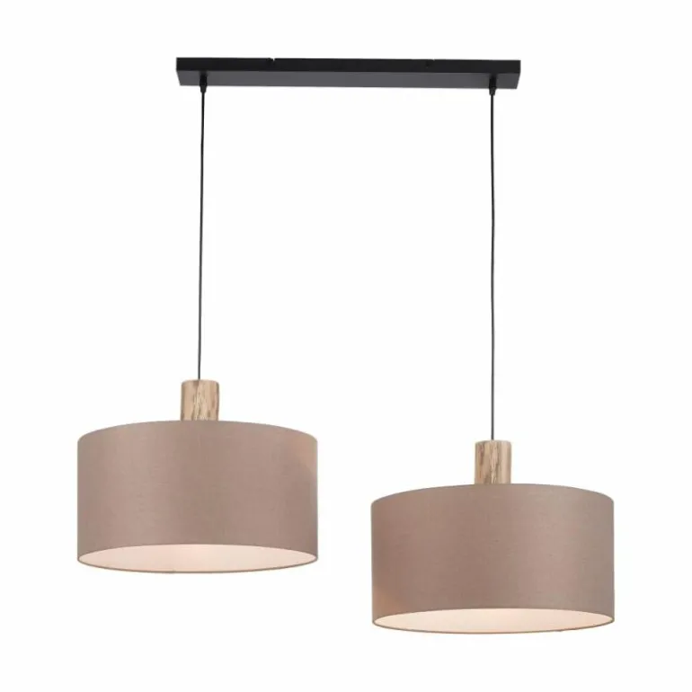 Suspension Leuchten-Direkt LINEN Écru, Noir, 2 lumières