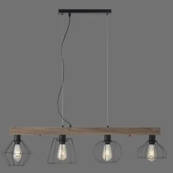 Suspension Leuchten-Direkt KASKA Bois foncé, Noir, 4 lumières