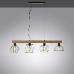 Suspension Leuchten-Direkt KASKA Bois foncé, Noir, 4 lumières