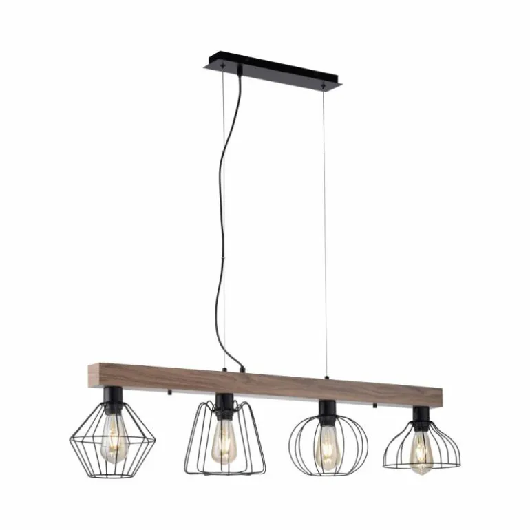 Suspension Leuchten-Direkt KASKA Bois foncé, Noir, 4 lumières