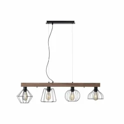 Suspension Leuchten-Direkt KASKA Bois foncé, Noir, 4 lumières