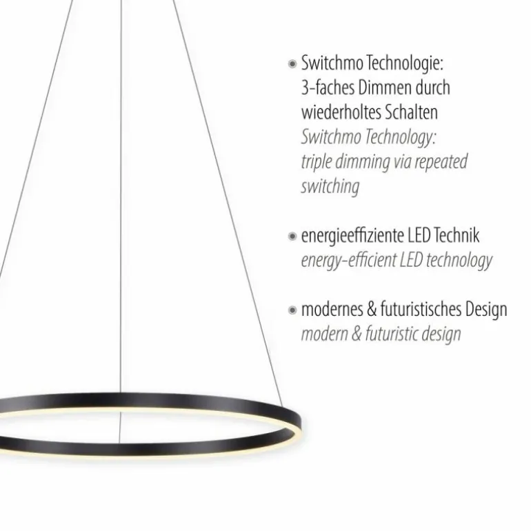 Suspension Leuchten-Direkt RITUS LED Noir, 1 lumière