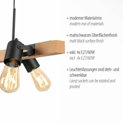 Suspension Leuchten-Direkt CANOP Écru, Noir, 4 lumières