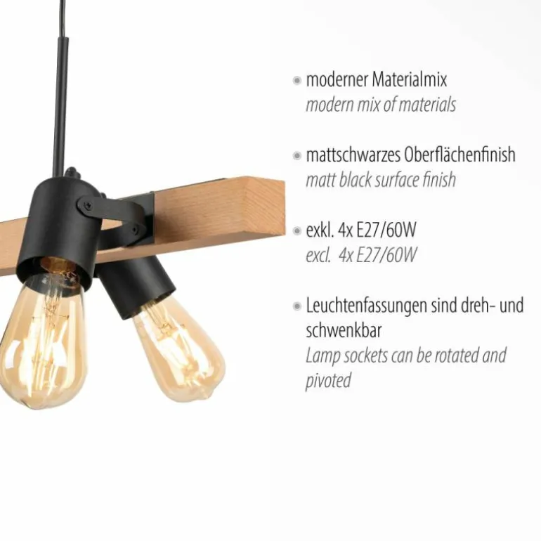Suspension Leuchten-Direkt CANOP Écru, Noir, 4 lumières