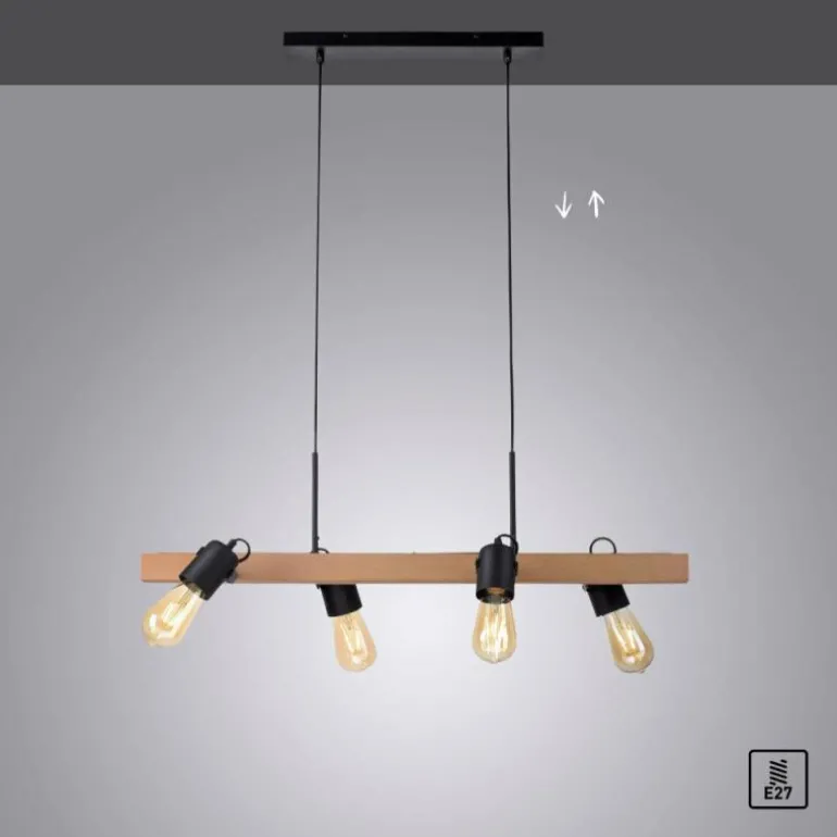 Suspension Leuchten-Direkt CANOP Écru, Noir, 4 lumières