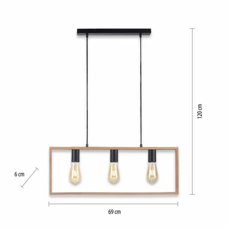 Suspension Leuchten-Direkt FRANKY Noir, 3 lumières