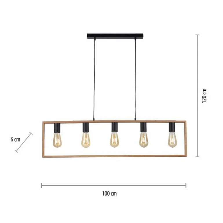 Suspension Leuchten-Direkt FRANKY Noir, 5 lumières