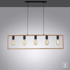 Suspension Leuchten-Direkt FRANKY Noir, 5 lumières