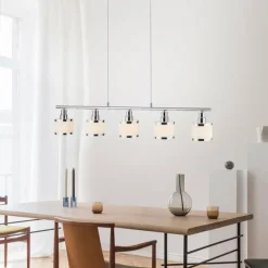 Suspension Leuchten-Direkt ACCOR Argenté, 5 lumières