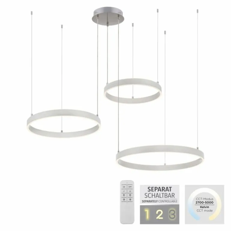 Suspension Leuchten-Direkt LILLUTI LED Argenté, 2 lumières, Télécommandes