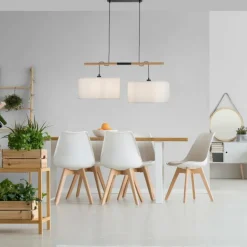 Suspension Leuchten-Direkt GREEN SOFIE Écru, Noir, 2 lumières