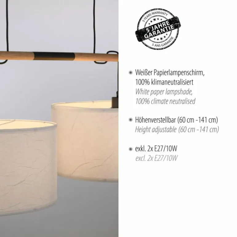 Suspension Leuchten-Direkt GREEN SOFIE Écru, Noir, 2 lumières