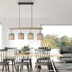 Suspension Leuchten-Direkt GREEN TRIBU Écru, Noir, 4 lumières