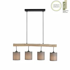 Suspension Leuchten-Direkt GREEN TRIBU Écru, Noir, 4 lumières