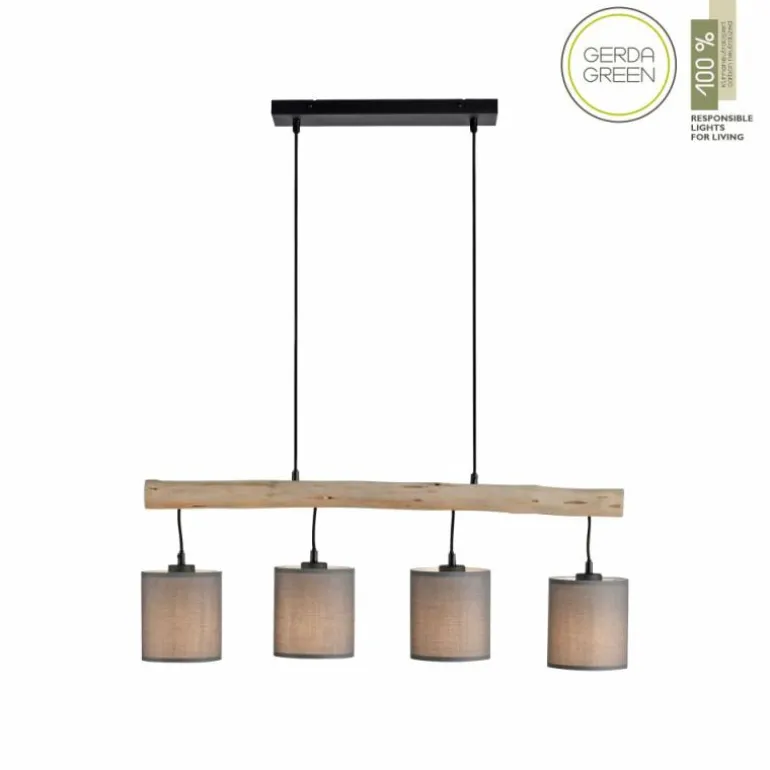 Suspension Leuchten-Direkt GREEN TRIBU Écru, Noir, 4 lumières