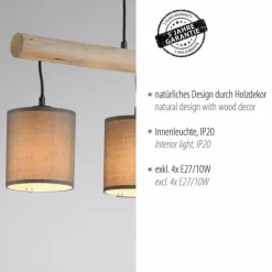 Suspension Leuchten-Direkt GREEN TRIBU Écru, Noir, 4 lumières