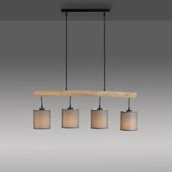 Suspension Leuchten-Direkt GREEN TRIBU Écru, Noir, 4 lumières