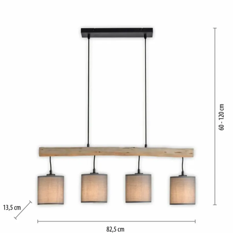 Suspension Leuchten-Direkt GREEN TRIBU Écru, Noir, 4 lumières