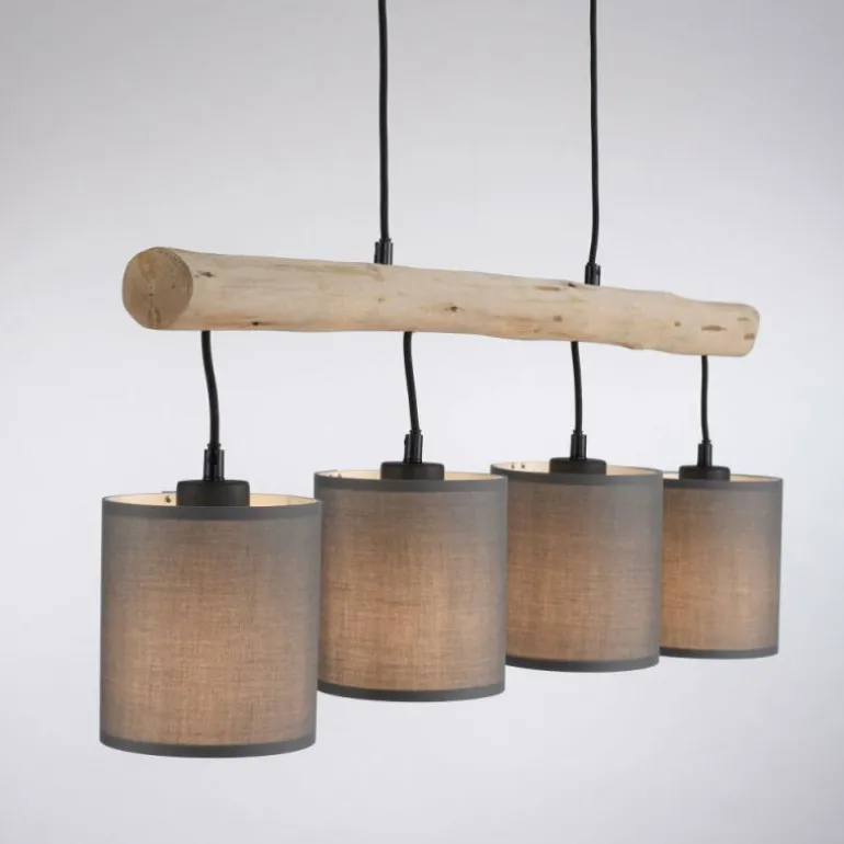 Suspension Leuchten-Direkt GREEN TRIBU Écru, Noir, 4 lumières