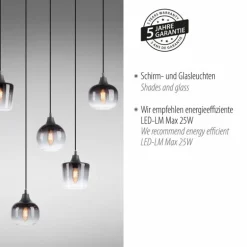Suspension Leuchten-Direkt ZEA Noir, 8 lumières
