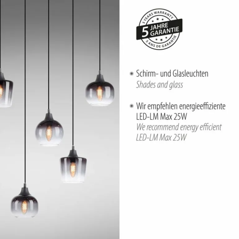Suspension Leuchten-Direkt ZEA Noir, 8 lumières