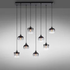Suspension Leuchten-Direkt ZEA Noir, 8 lumières