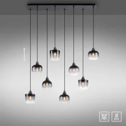 Suspension Leuchten-Direkt ZEA Noir, 8 lumières