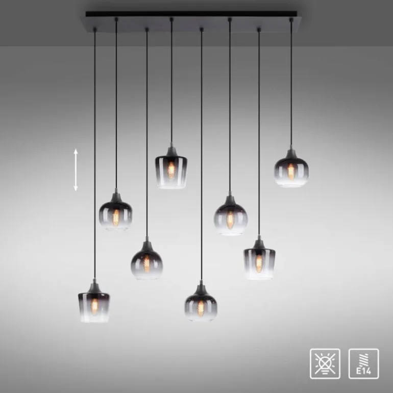 Suspension Leuchten-Direkt ZEA Noir, 8 lumières
