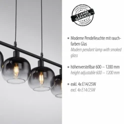 Suspension Leuchten-Direkt ZEA Noir, 4 lumières
