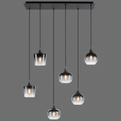 Suspension Leuchten-Direkt ZEA Noir, 6 lumières