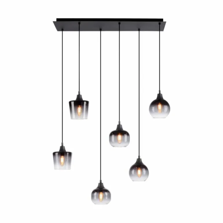 Suspension Leuchten-Direkt ZEA Noir, 6 lumières