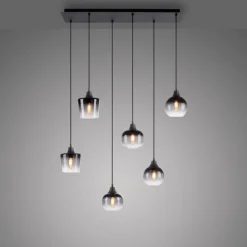 Suspension Leuchten-Direkt ZEA Noir, 6 lumières