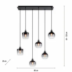 Suspension Leuchten-Direkt ZEA Noir, 6 lumières