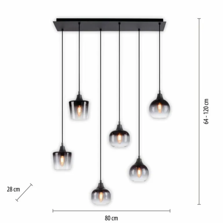Suspension Leuchten-Direkt ZEA Noir, 6 lumières